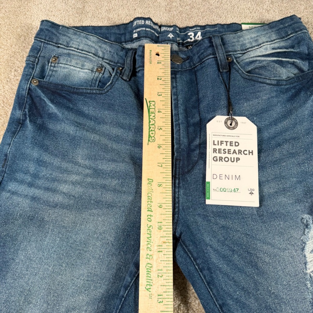 LRG Skinny Fit Jeans Mens 34 X 31 Blue Distressed Ripped Denim 100-935 NEW - Picture 12 of 13